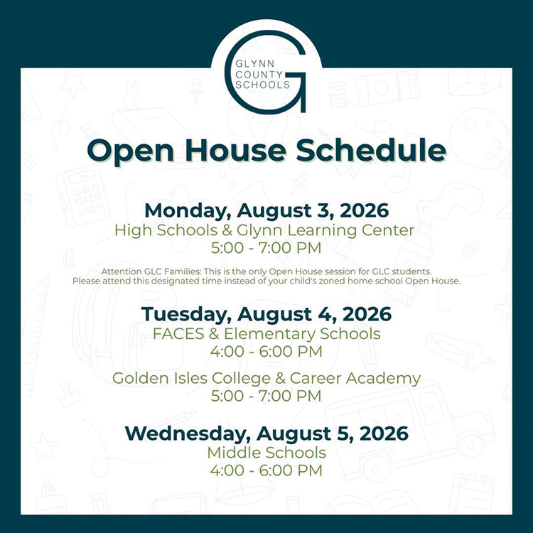Glynn C unty Schools open house scheudle
